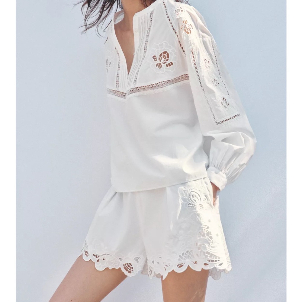 NWT  ZARA EMBROIDERED SHORTS SZ M - Picture 6 of 13